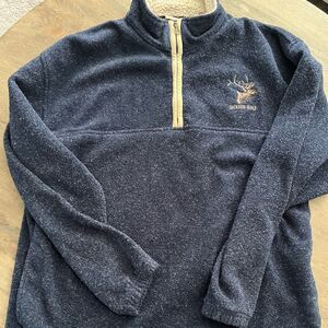 Vintage embroidered Jackson Hole moose 1/4 zip fleece toggle pullover. Men’s XL